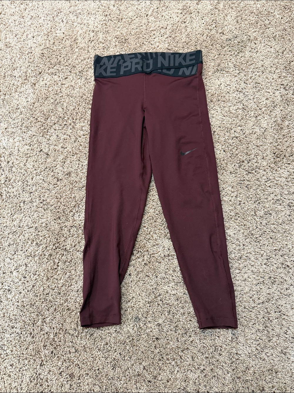 Nike Kids Maroon Leggings with Black Logo Waistband